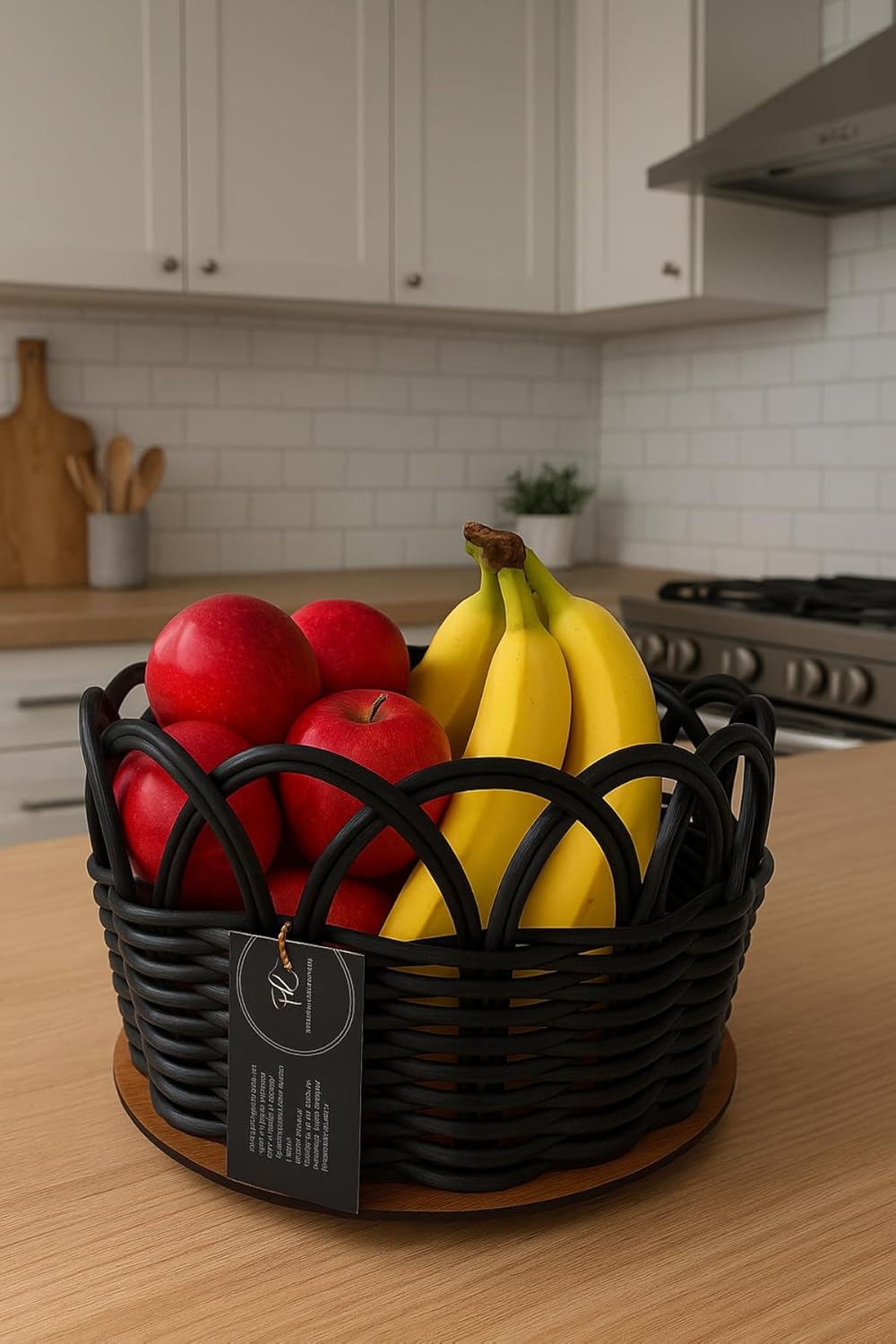 Rattan Basket Round Black 8.7x4.7 in Handmade Woven Storage Basket Home Decor - Black