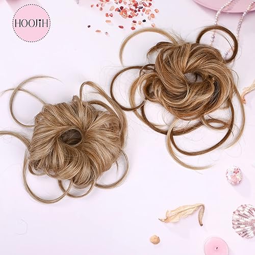 Miniatura 6 de HOOJIH - Extensiones de cabello superlargas estilo rodete alborotado, cabello recogido, pelo ondulado, cola de caballo con banda elástica para