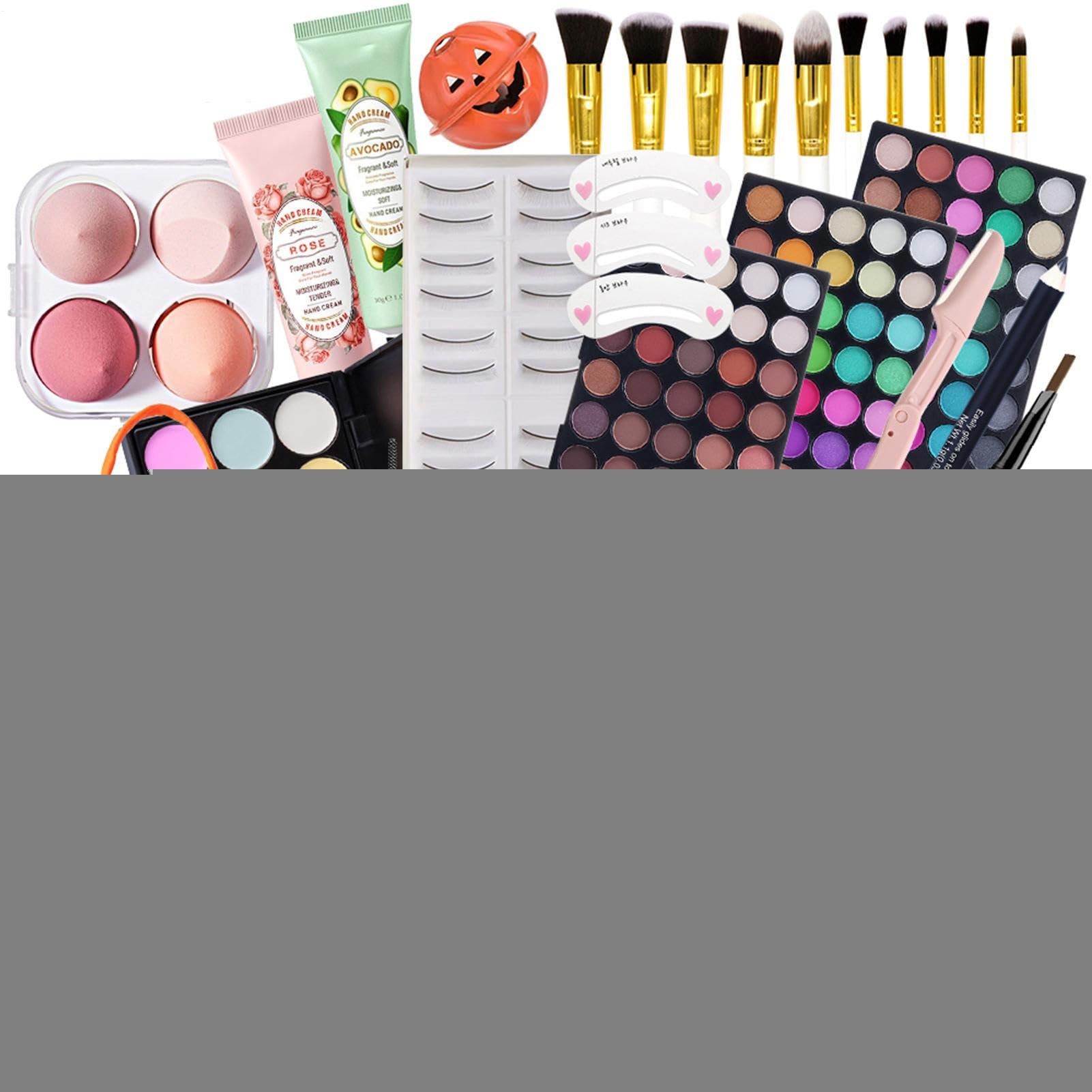 Maquillaje de ojos impermeable | Kit completo de maquillaje | Juego de maquillaje para niñas, brochas de maquillaje profesional, kit de paleta de sombra de ojos, juego de base y rímel, br