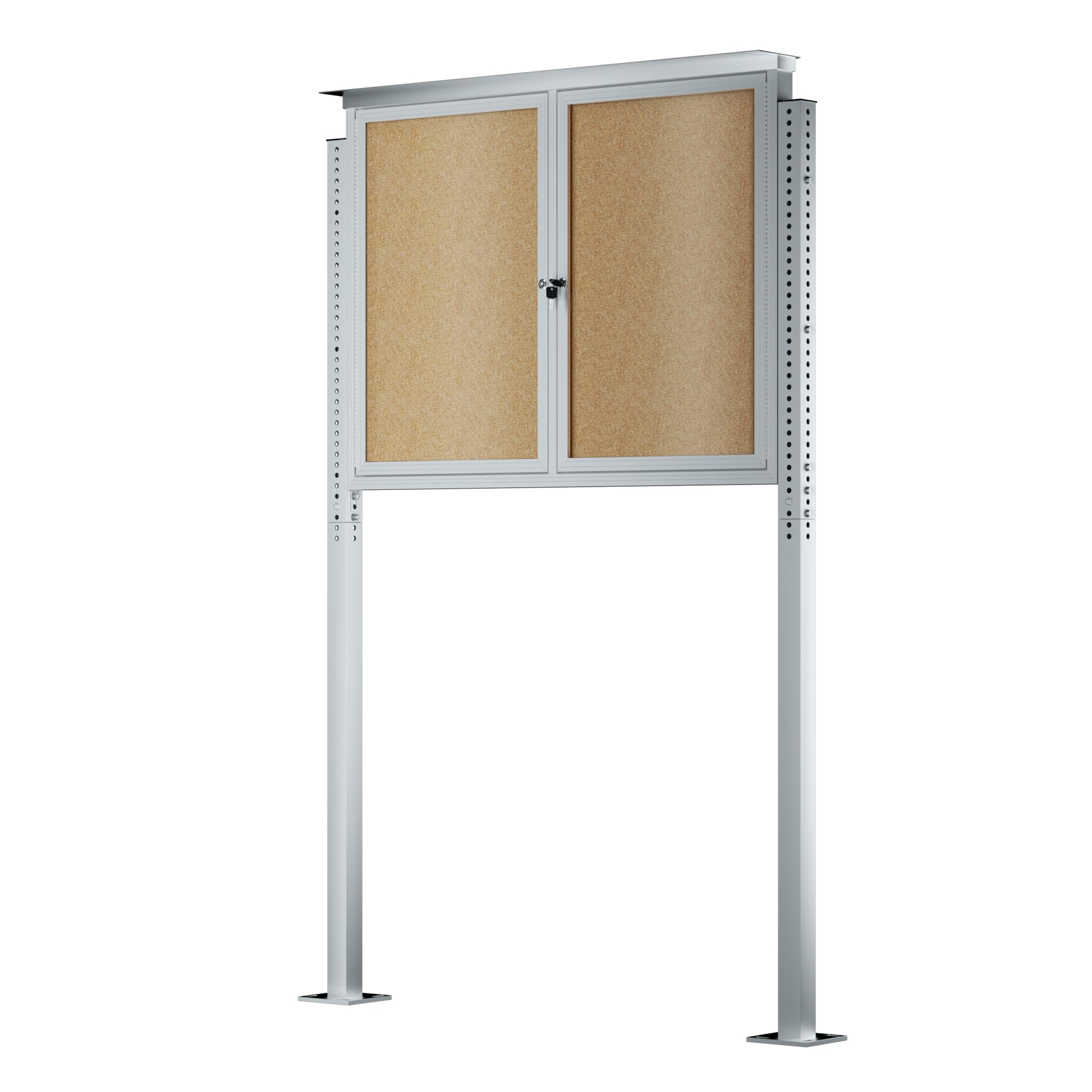 Photo 1 of INNOVART Standing Enclosed Bulletin Board 48”x36”, Outdoor Lockable Community Sign with Aluminum Frame and Metal Pole, Enclosed Bulletin Board Weatherproof, Information Cabinet Display Case with Door