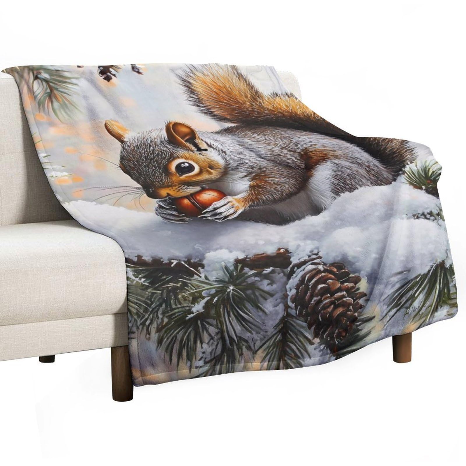 CGSBNGHA Squirrel Cute Animal Flannel Fleece Blanket Lightweight Soft Throw Blankets for Sofa Couch Bed Chair