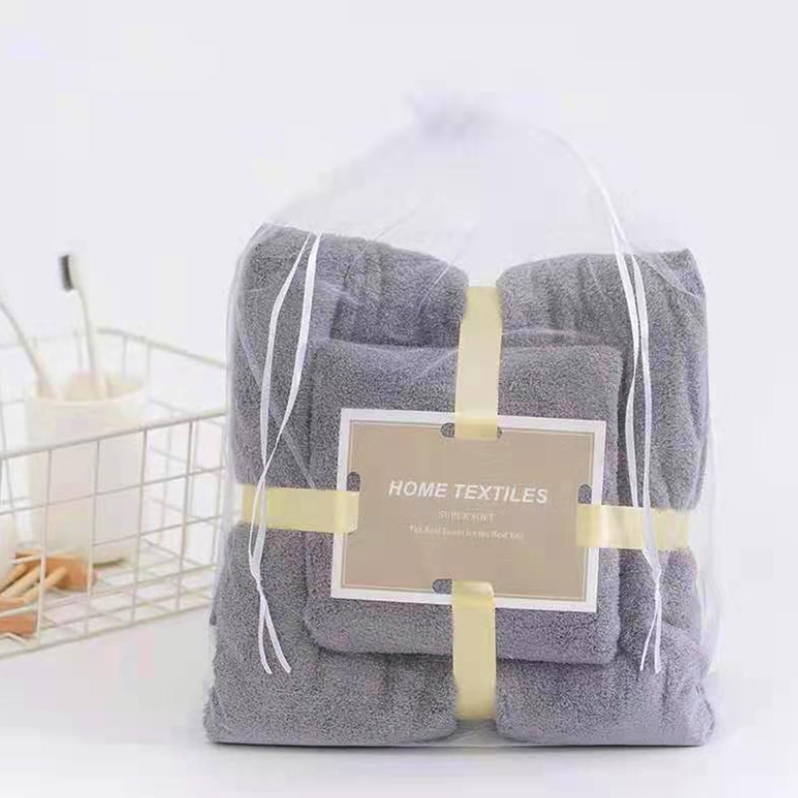 Beauenty70 * 140cm Microfiber Bath Towel & 34 * 75 Hand Towel, Soft Towel Set for Beach Travel Swimming Pool (Gray)