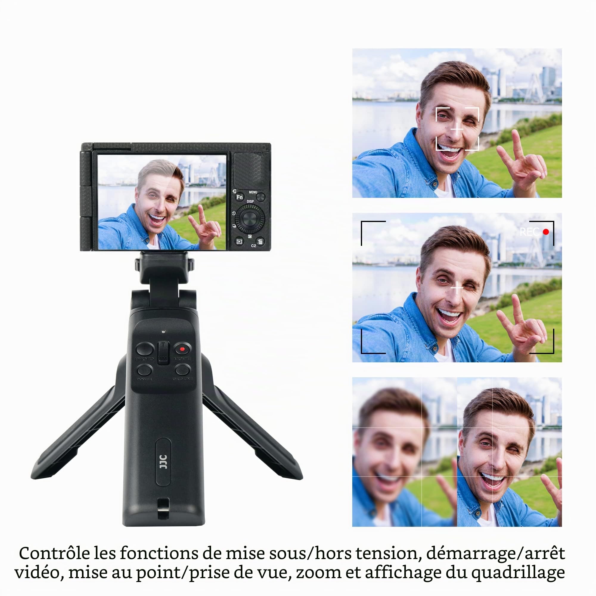 JJC Poignée de Prise de Vue et trépied avec Télécommande pour Sony a7 IV a1 ZV-1 RX100 VII, RX100 VI, RX100 VA, RX100 V, RX100 IV, a9 II, a9, a7S III, a7S II, a7S - pour Sony GP-VPT1