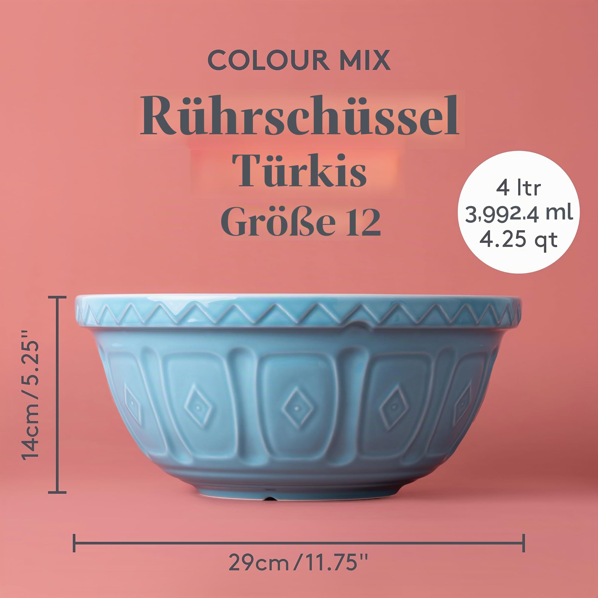 Mason Cash Color Mix S12 Rührschüssel, 29 cm, türkisblau