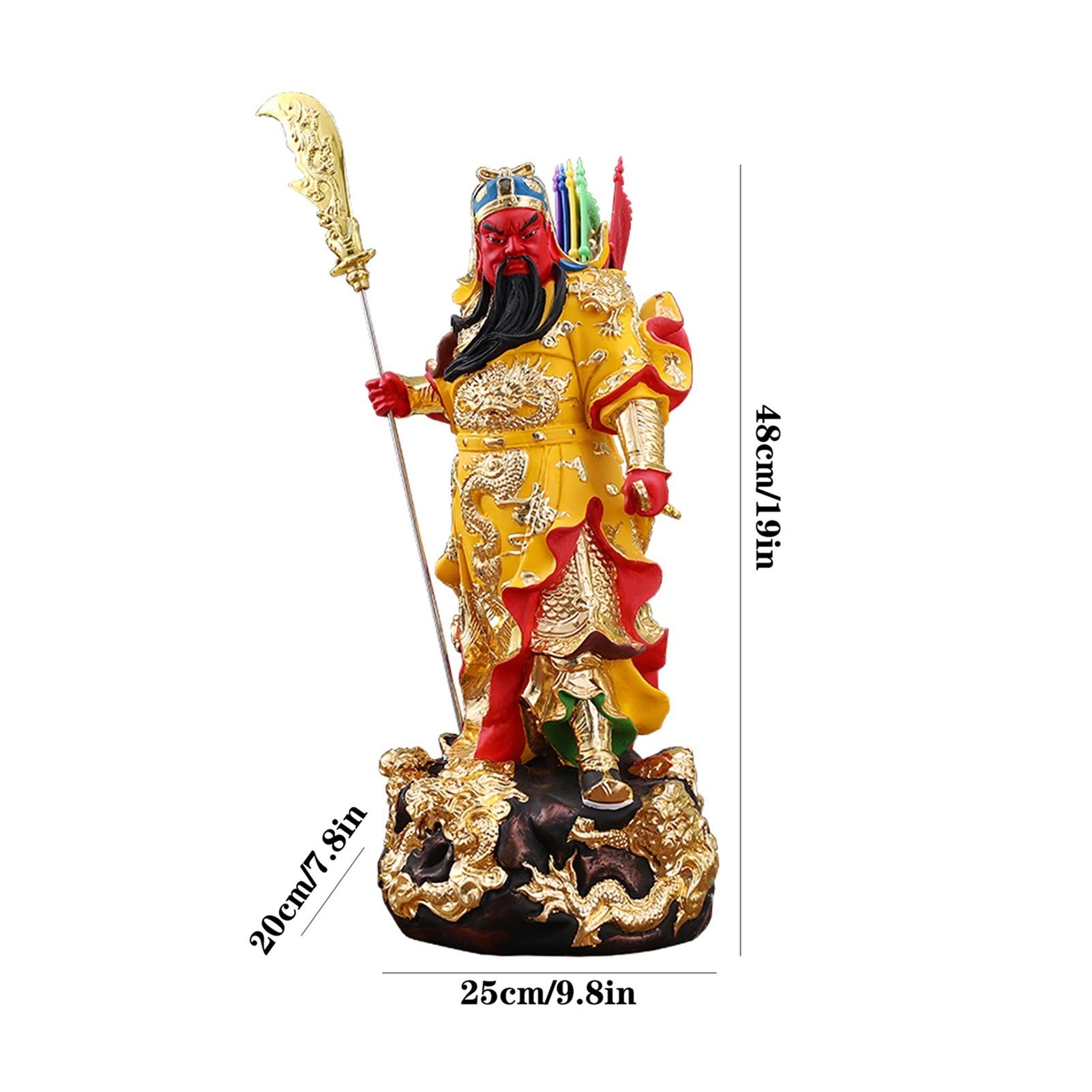 Statue di Buddha Lifeelike Guan Gong God of Wealth Statue 19-Pollici Cinese Feng Shui Guan Yun Chang Statue Home Shop Office Lucky Buddha Statua Feng Shui Regalo Decorazione Feng Shui