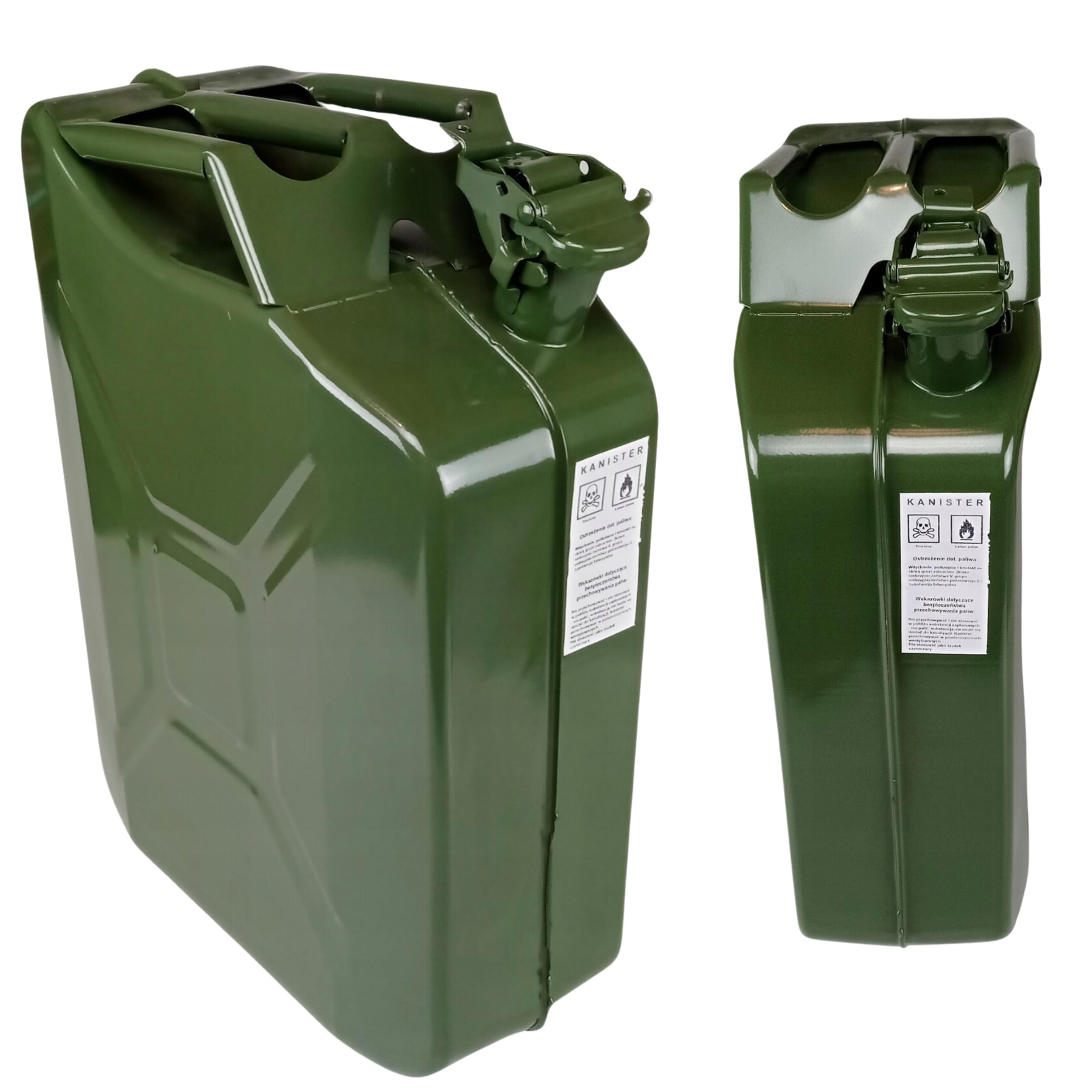 Benzinkanister Metall 20 L Olive - Reservekanister Benzin & Diesel | Kraftstoffkanister mit Einfüllstutzen - Robuster, Auslaufsicherer Reservekanister - Ersatzkanister