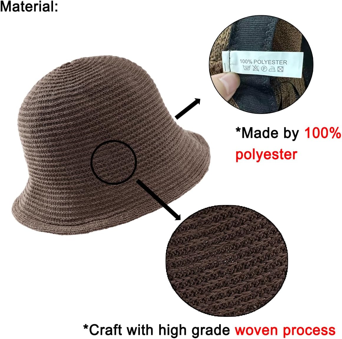 Eigso Womens Mesh Woven Bucket Hats Summer Outdoor Beach Straw Bucket Hat for Woman Packable Beach Hat - Image 2