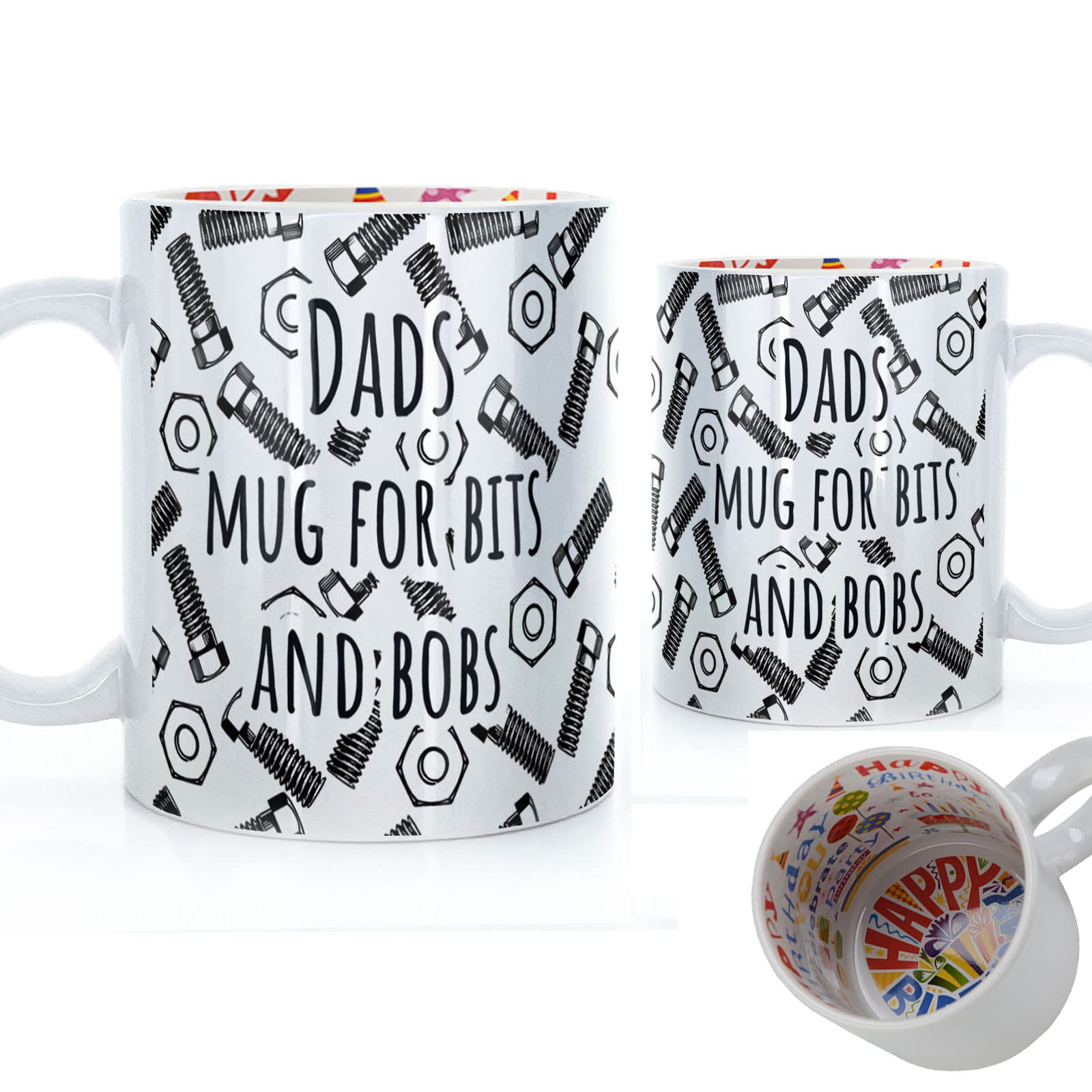 Personalised Belgian Milk Chocolate/Hot Chocolate Stirrer Marshmallow Gift Set, Custom Father's Day Gift, 11oz Happy Birthday Mug Custom Name 'Mug for Bits and Bobs' Nuts and Bolts