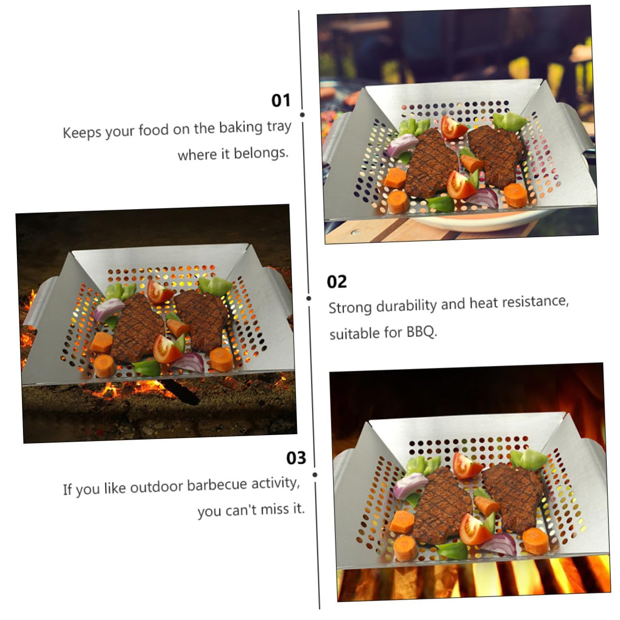 Quadratische Barbecue Grillschale mit Lochmuster Robustes BBQ Backblech für Gemüse Fleisch und Fisch Praktische Grillschale für Gas Holzkohlegrill Einfach zu Reinigen und