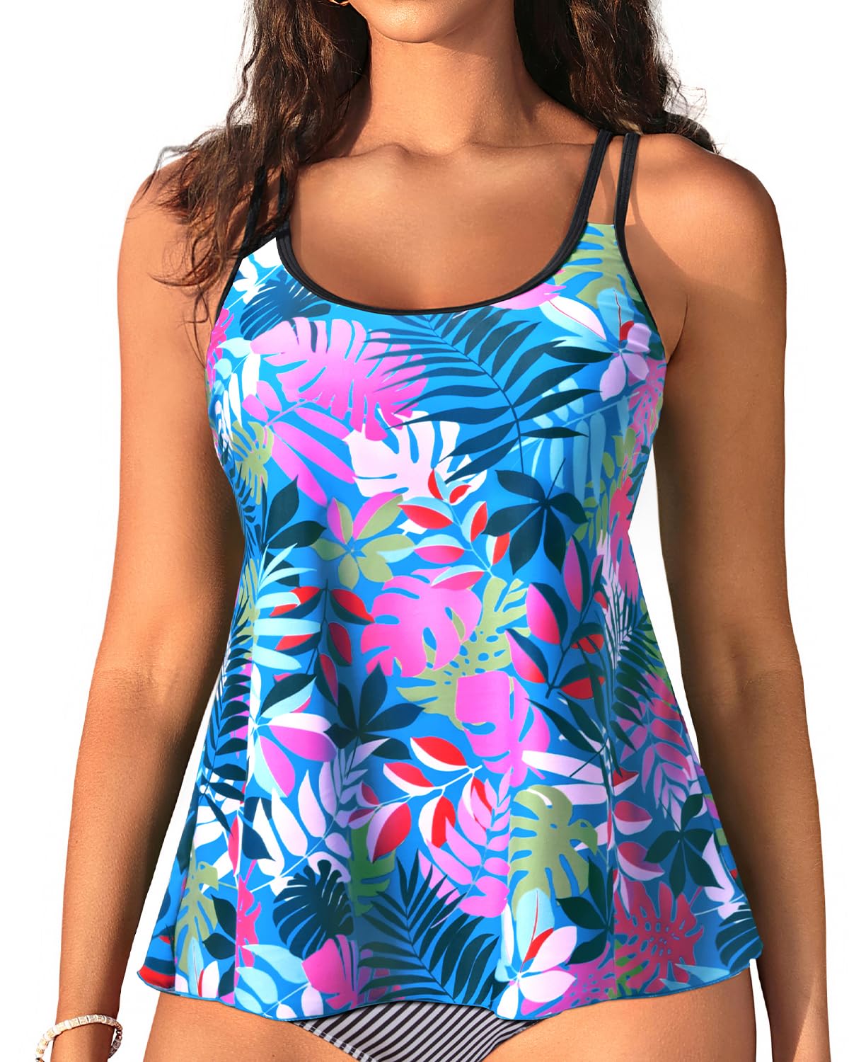 Womens Flowy Tankini Tops Only - Modest Bathing Suit Swim Tops No Bottom