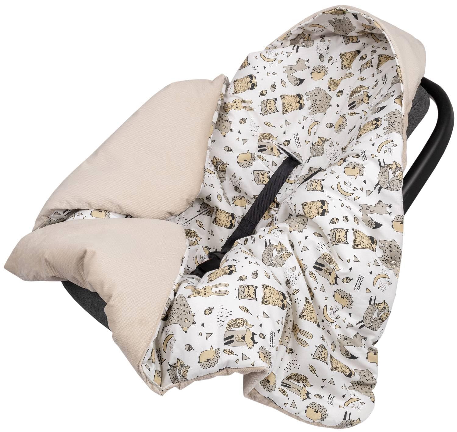 Infantilo Universal Hooded Blanket Car Seat Parent (Animals in Beige)