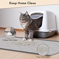Vista 2 de Cat Mat for Litter Box, Large 34" X 22" Cat Litter Mat, Waterproof Silicone Pad for Floor, Gray Gris