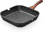 ESLITE LIFE 9.5 Inch Nonstick Grill Pan for Indoor Cooking, Versatile Induction Square Large Grilling Skillet Steak Pan for Stove Tops, PTFE & PFOA Free, Black
