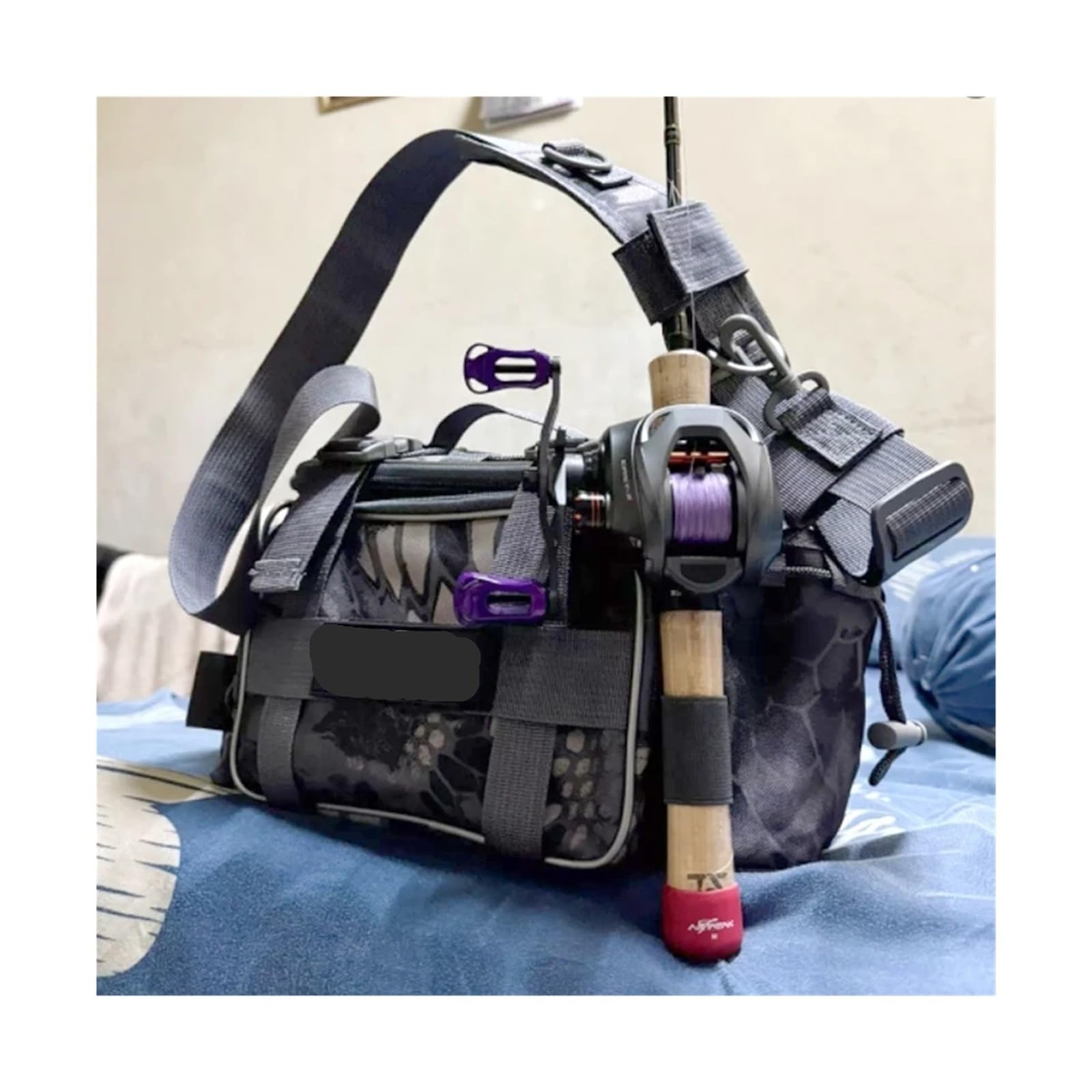 angeltasche Multifunktions-Rucksack, Köderbox, Aufbewahrungstasche for Ausrüstung, Gürteltasche for Männer, Fliegenfischer-Rucksack mit Rutenhalter, Sling-Umhängetasche(Color 02)