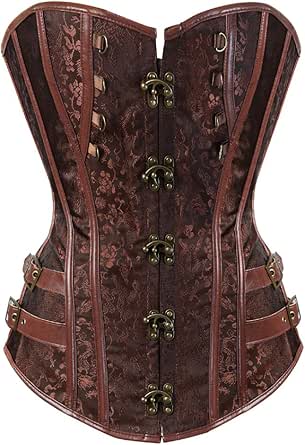 Corset Bustier Femme Broderie Vintage - Lacet Dos Réglable - Style Victorien, Gothique, Steampunk - Pour Soirée, Cosplay, Halloween