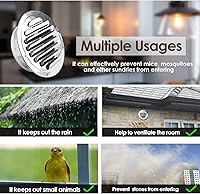 Vista 7 de Uenhoy 2 piezas de ventilación de aire de acero inoxidable de 4 pulgadas redondas Soffit rejilla cubierta de rejilla de ventilación de pared