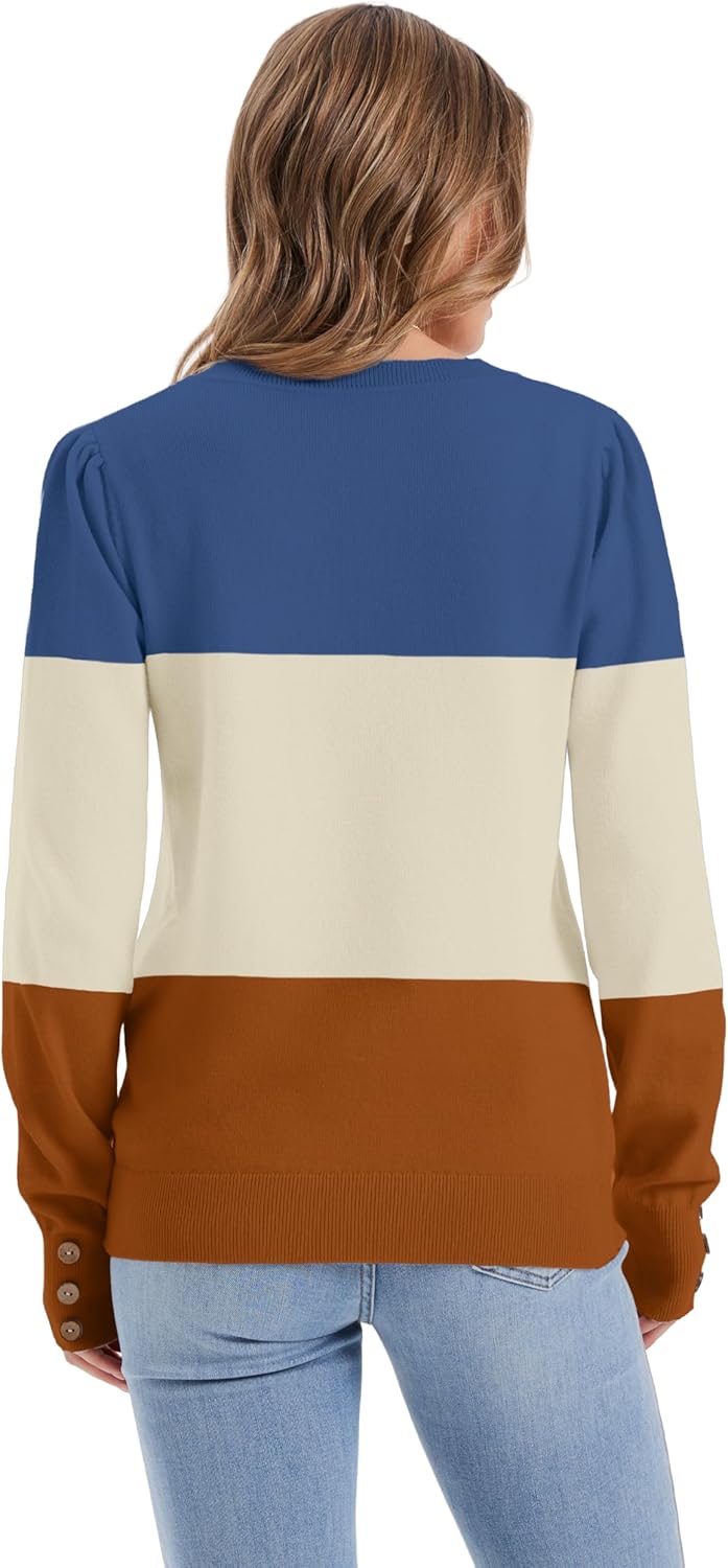 Womens Sweaters Fall Fashion 2025 Long Sleeve Button Cuff Soft Knit Pullover Trendy Tops Dressy Casual Blouses - Image 5