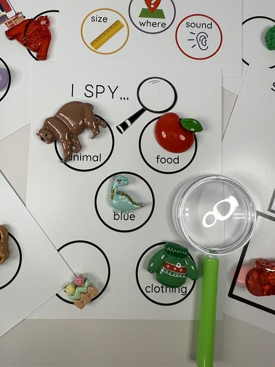 Speech Therapy Task Box with Objects and Language Cards for Describing, Spatial Concepts, I Spy Activities, Educational Learning Tasks