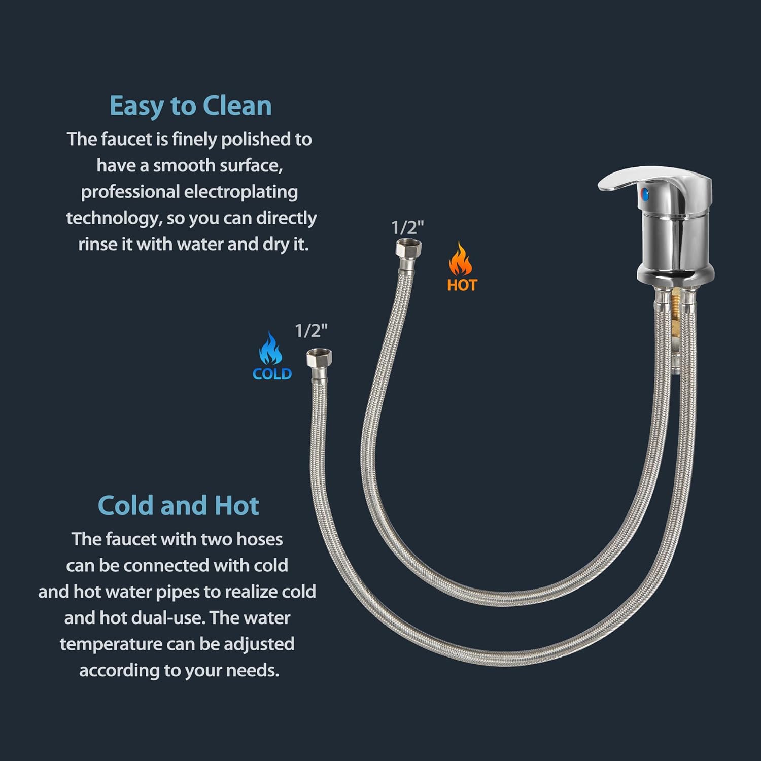 Salon Shampoo Bowl Faucet Vacuum Breaker Kit Replacement Sink Parts for Shampoo Bed, Includes Vacuum Breaker, Faucet, Sprayer, Metals Hose, Plastic Base, Screw Fittings (Bath01)