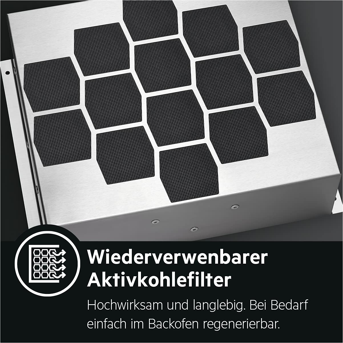 AEG Serie 7000 Kopffreie Wand-Dunstabzugshaube 60 cm Hob2Hood Abluft Umluft 500 m³/h Touch-Bedienung Schwarz DVE5661HB
