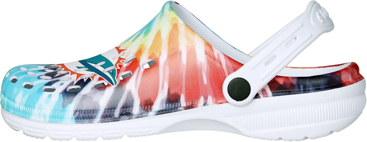 FOCO NFL Womens NFL Team Logo Tie-dye Garden Water Sandals Shoes Slipper Clogs with Strap