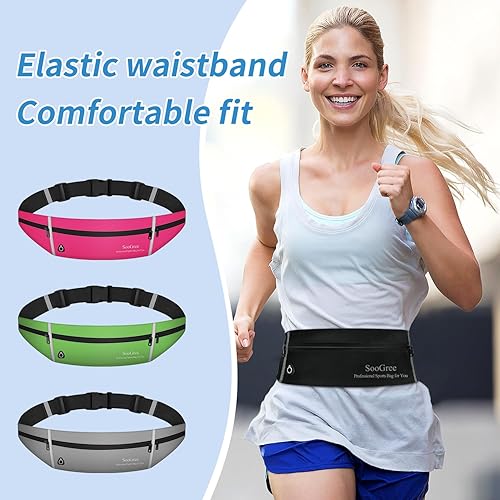 Vista 4 de Cangurera deportiva delgada para correr para mujeres y hombres, riñonera reflectante al aire libre, cinturón de corredor, cremallera impermeable