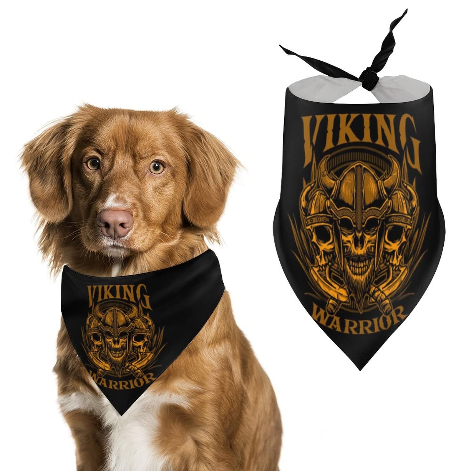 Viking Warrior Printed Dog Bandana Scarf Triangular Bibs Kerchief Accessories for Small to Large Dog Puppy Cat