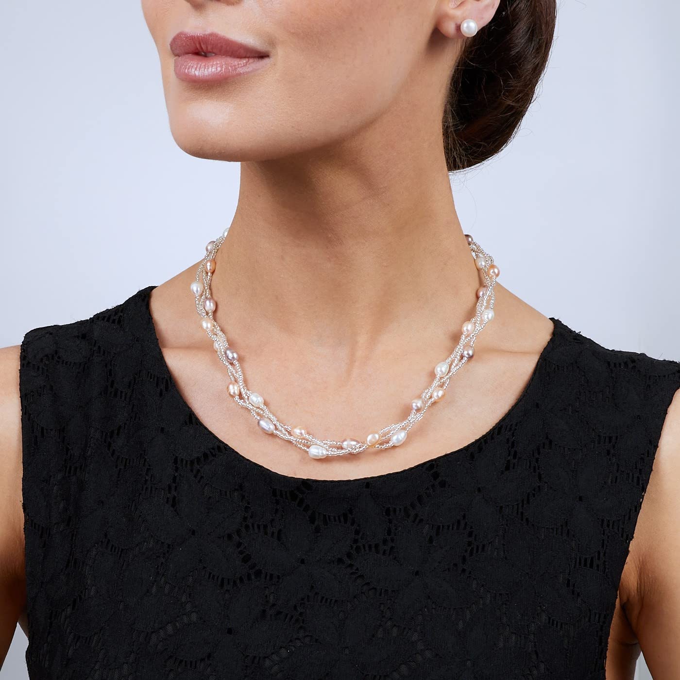 Treasure Bay Parure composta da collana, bracciale e orecchini con perle d'acqua dolce naturali