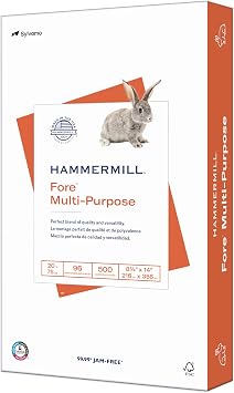 Hammermill Printer Paper, Fore Multipurpose 20 lb Copy Paper, 8.5 x 14 - 1 Ream 500 Sheets - 96 Bright, Made in the USA, 103291