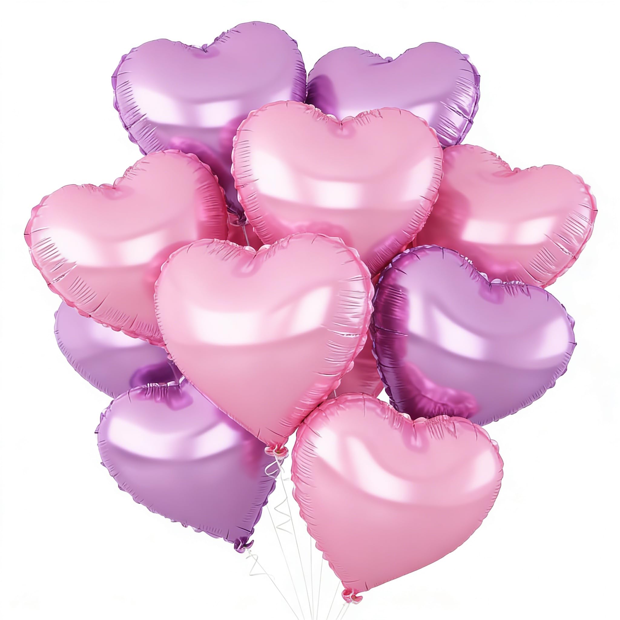 Pink Purple Heart Balloons,18 Inch Purple Pink Heart Shape Balloons,12PCS Foil Heart Balloon Helium for Birthday Party Bridal Engagement Wedding Anniversary Baby Shower Valentines Decor