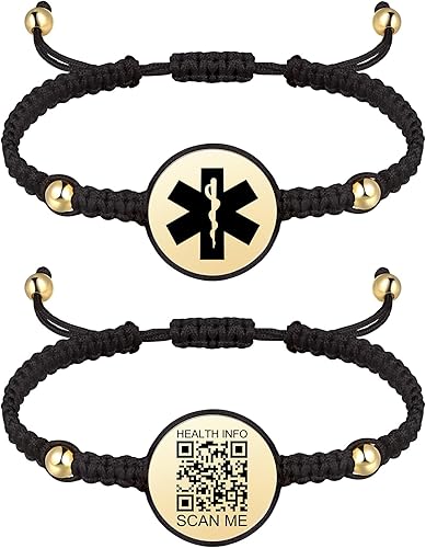 Pulseras médicas Theluckytag para deporte, para hombres y mujeres, con código QR, pulseras de alerta médica ID - Pulsera de nylon resistente al