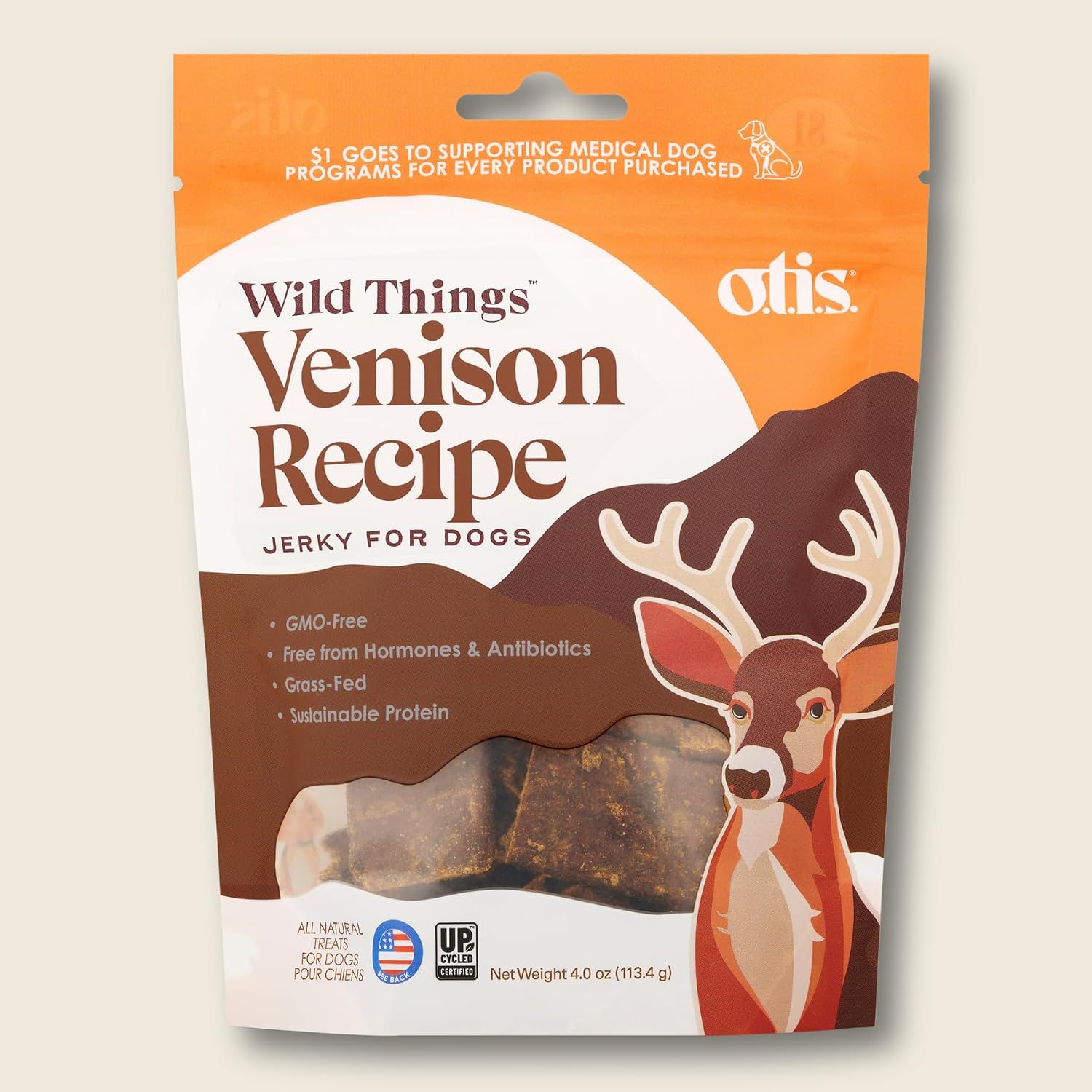 Otis Jerky Dog Treats Bison 4 oz (Pack of 6)
