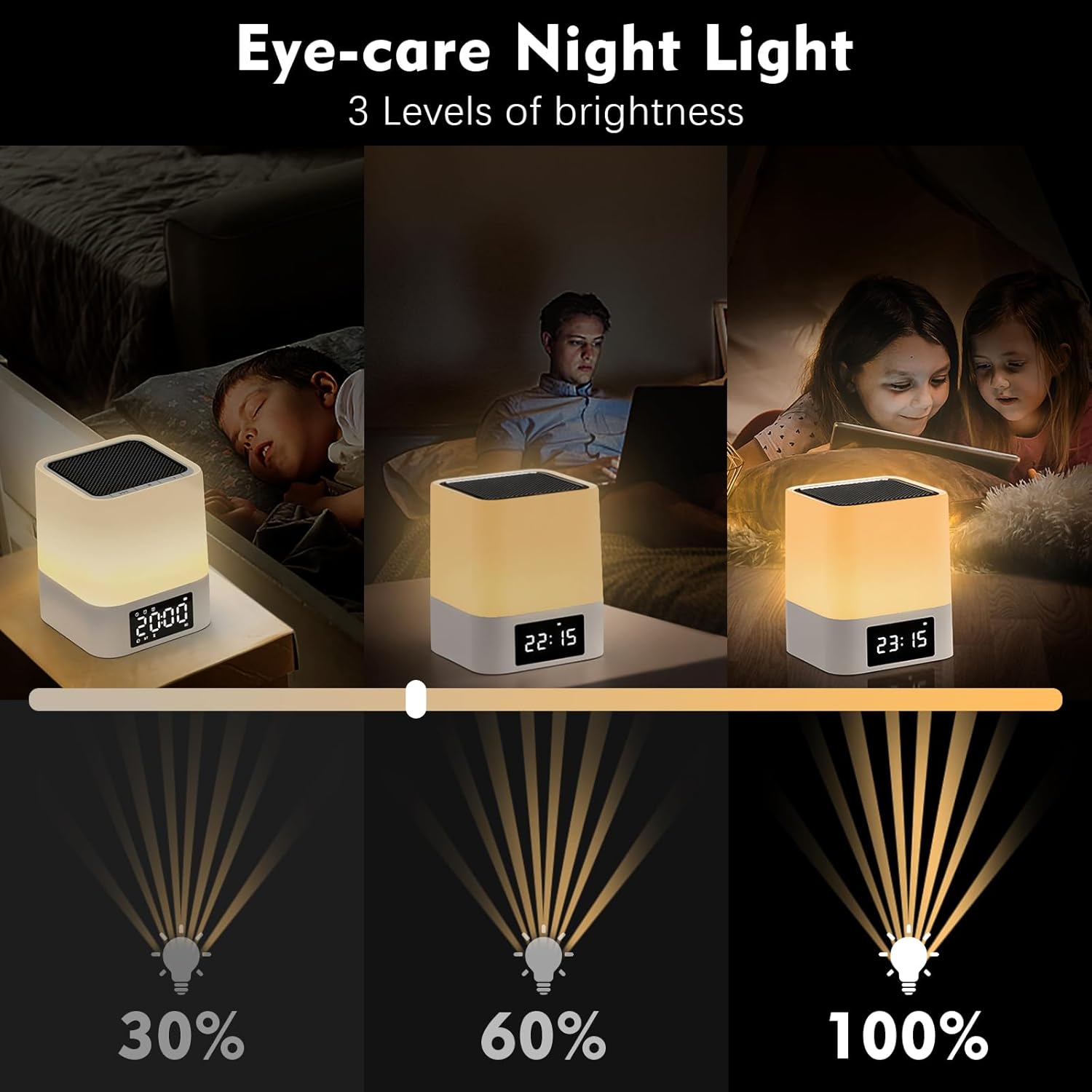 Night Light Bluetooth Speaker, Gifts for 10 11 12 13 14 15 Years Old Boys Teenager Girls, All-in-1 Dual Alarm Clock, Touch Sensor Bedside Lamp, 48 RGB Color Chang, MP3 Player, Wireless Speaker - Image 3