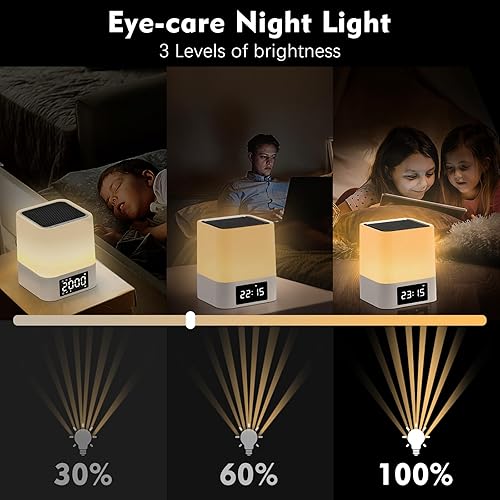 Miniatura 3 de Altavoz Bluetooth con luz nocturna, regalos para niños de 10, 11, 12, 13, 14 y 15 años, reloj despertador dual todo en 1, lámpara de noche con