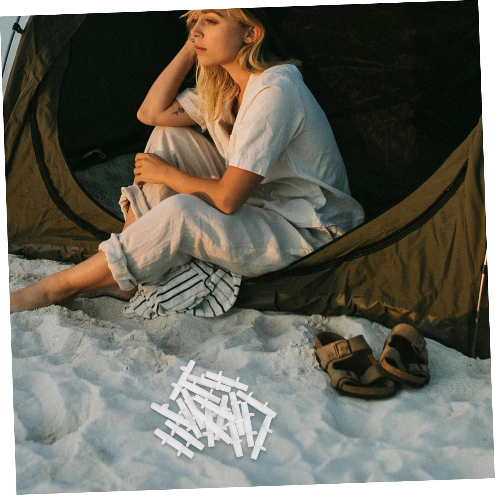 Mikikit Couvre-Pieds De Tente Portable Canne À Pêche Connecteur De Pôle Adaptateur De Poteau Extérieur De Liaison Poteaux Blanche Plastique