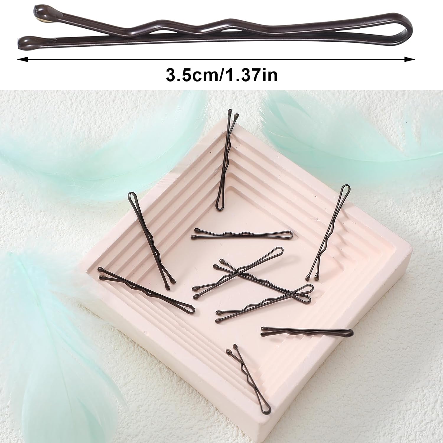 Mini Bobby Pins,100 Count 1.38 Inch Small Bobby Pins Waved Hair Pins Curved Metal Hair Clip Hairpins for Women Gilr Kids Buns Long Straight Curly Hair Wedding Hairstyles Accessories(Brown)