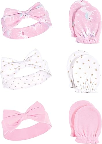 Hudson Baby Conjunto de diadema de algodón y manoplas para rascar para bebé Unicornio