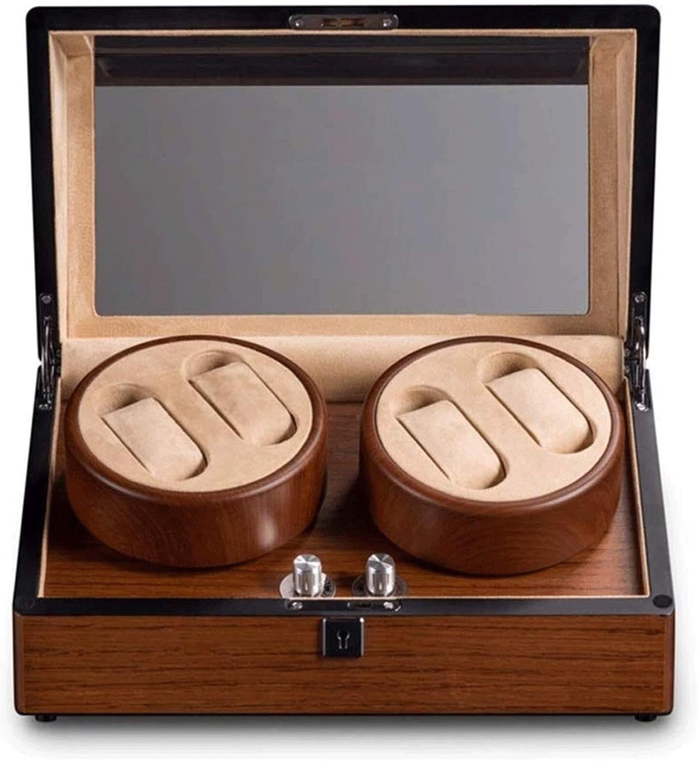Watch Winder for 2 Automatic Watches, Quiet Motor, 5 Rotation Modes, Piano Paint Finish, Battery/AC Powered