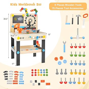 Amazon.com: HONEY JOY Kids Tool Bench, Wooden Construction Power Amazon.com: HONEY JOY Kids Tool Bench, Wooden Construction Power