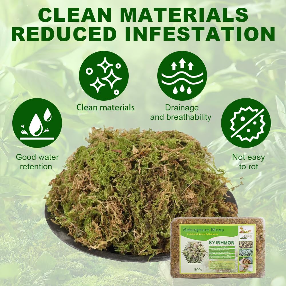 Musgo Sphagnum, 2 x 500 g Natural Musgo para Orquideas, Musgo Sphagnum Sustrato Bonsai Sphagnum Moss Tierra para Plantas, Enraizamiento de Esquejes, Decoración de Musgo