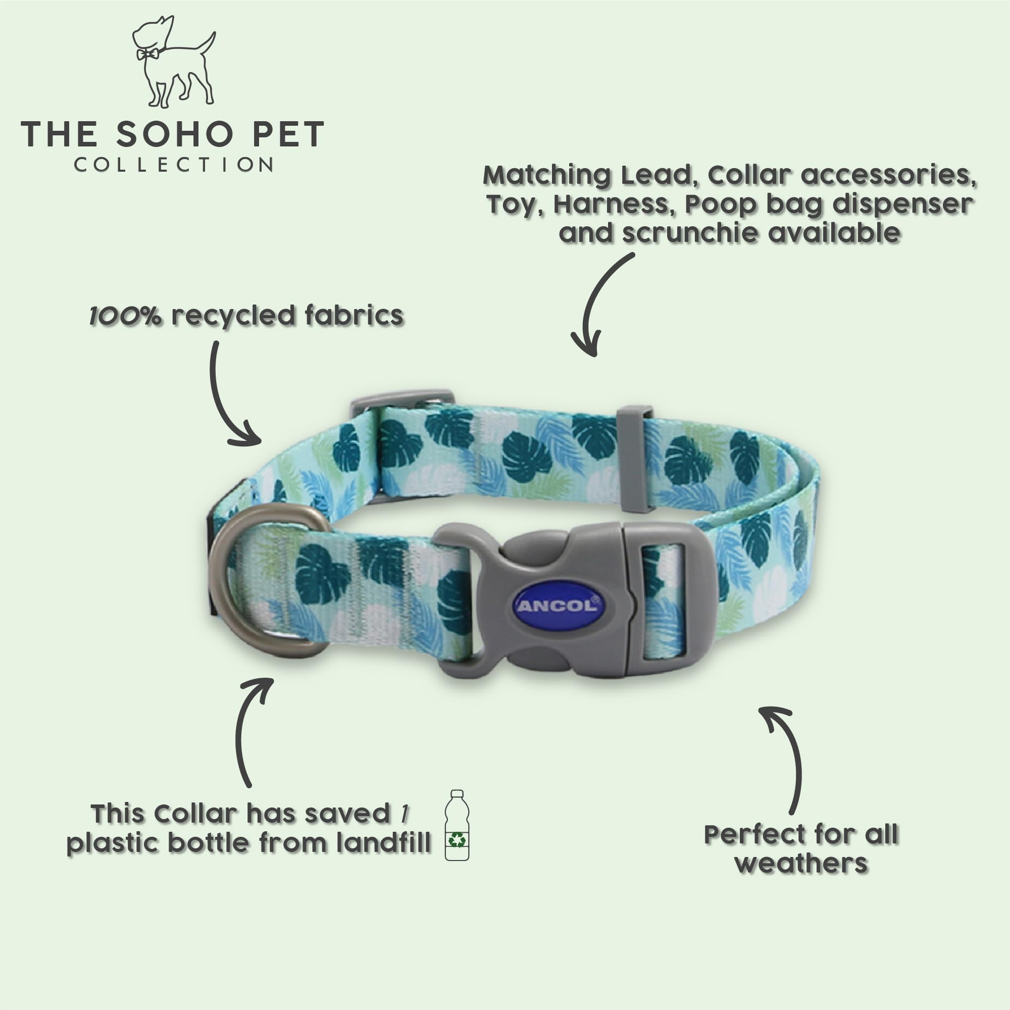 Ancol Round Dog Collar Leaf Patterned - Image 2