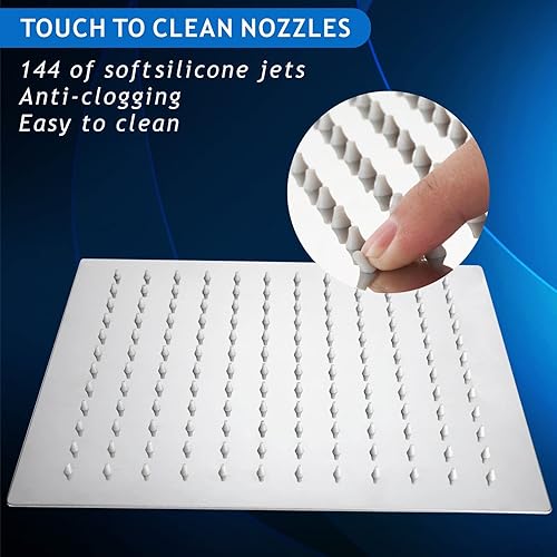 Miniatura 3 de Voolan - Regadera grande tipo lluvia de 12pulgadas, de acero inoxidable 304, reemplazo perfecto para tu regadera de baño (12pulgadas, cromado)