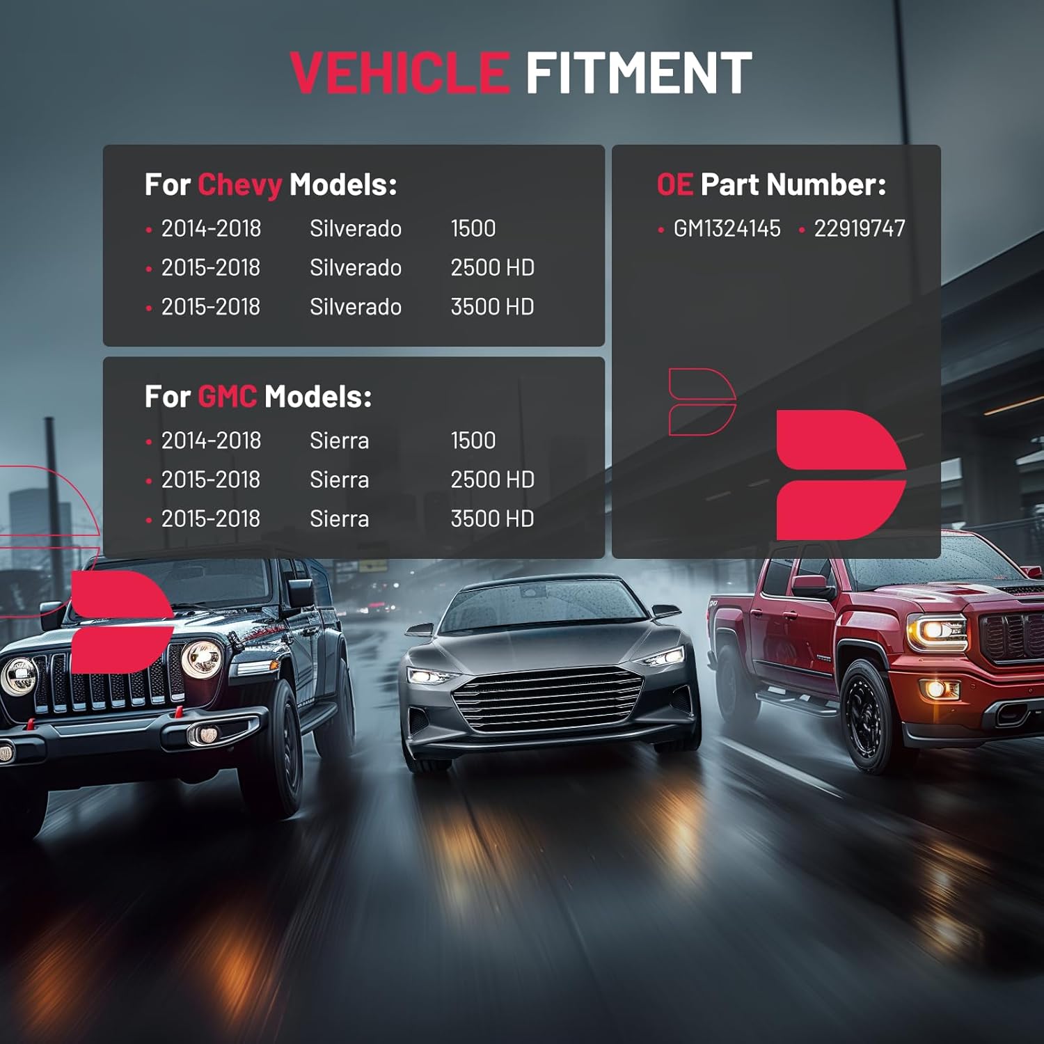 BDFHYK Mirror Glass Compatible with Chevy Silverado, Compatible with GMC Sierra 1500 2500HD 3500HD Side View Exterior Mirror with Backing Plate, GM1324145 22919747, Heated (Left Side)