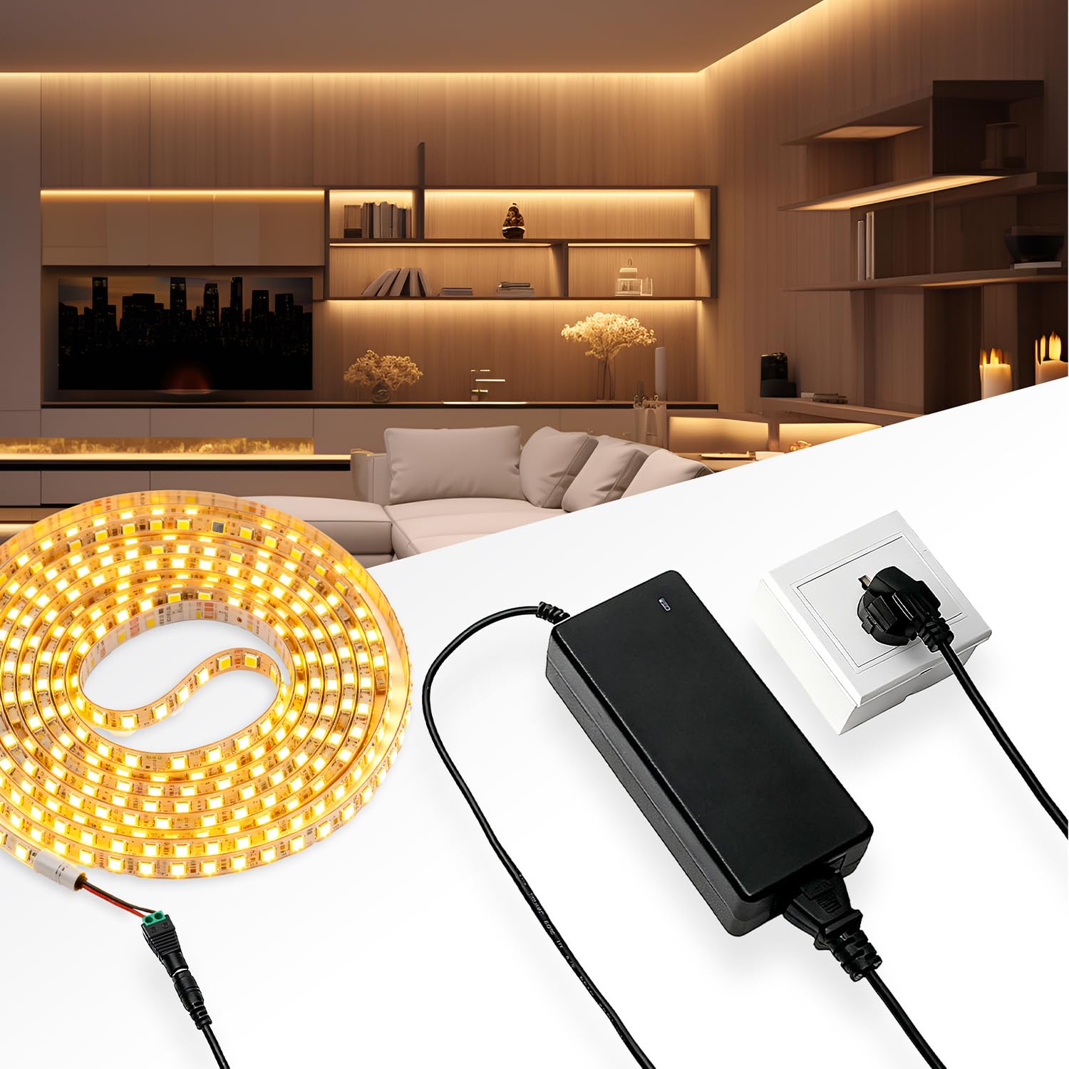 Alimentatore da 24V 6A, Adattatore da 144W 100 – 240V AC a 24V 6 A, Con Connettore Terminale a LED con Presa di Uscita DC da 5,5 x 2,5 mm per Strisce LED