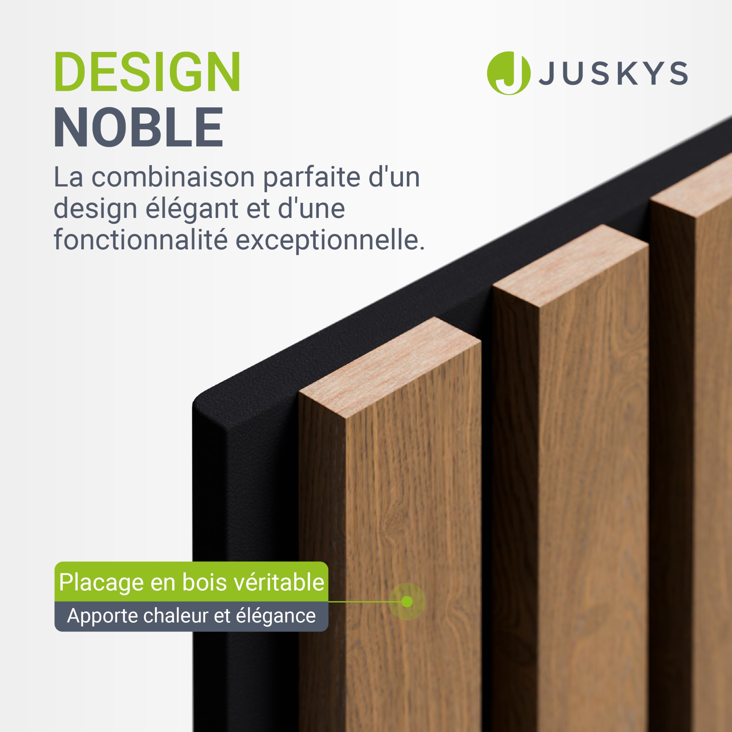 Juskys Panneaux muraux Acoustique, Lot de 4, 2,88 m², 120x60 cm, Réduit l'écho et le bruit - Chêne Naturel Foncé