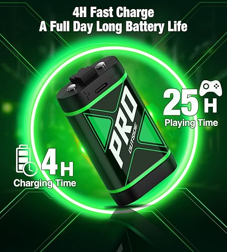 Miniatura 3 de Paquetes de Baterías Recargables de Carga Rápida Mejorados con Control de Luz, Baterías de Controlador Xbox de 4x4080mWh con Base de Carga