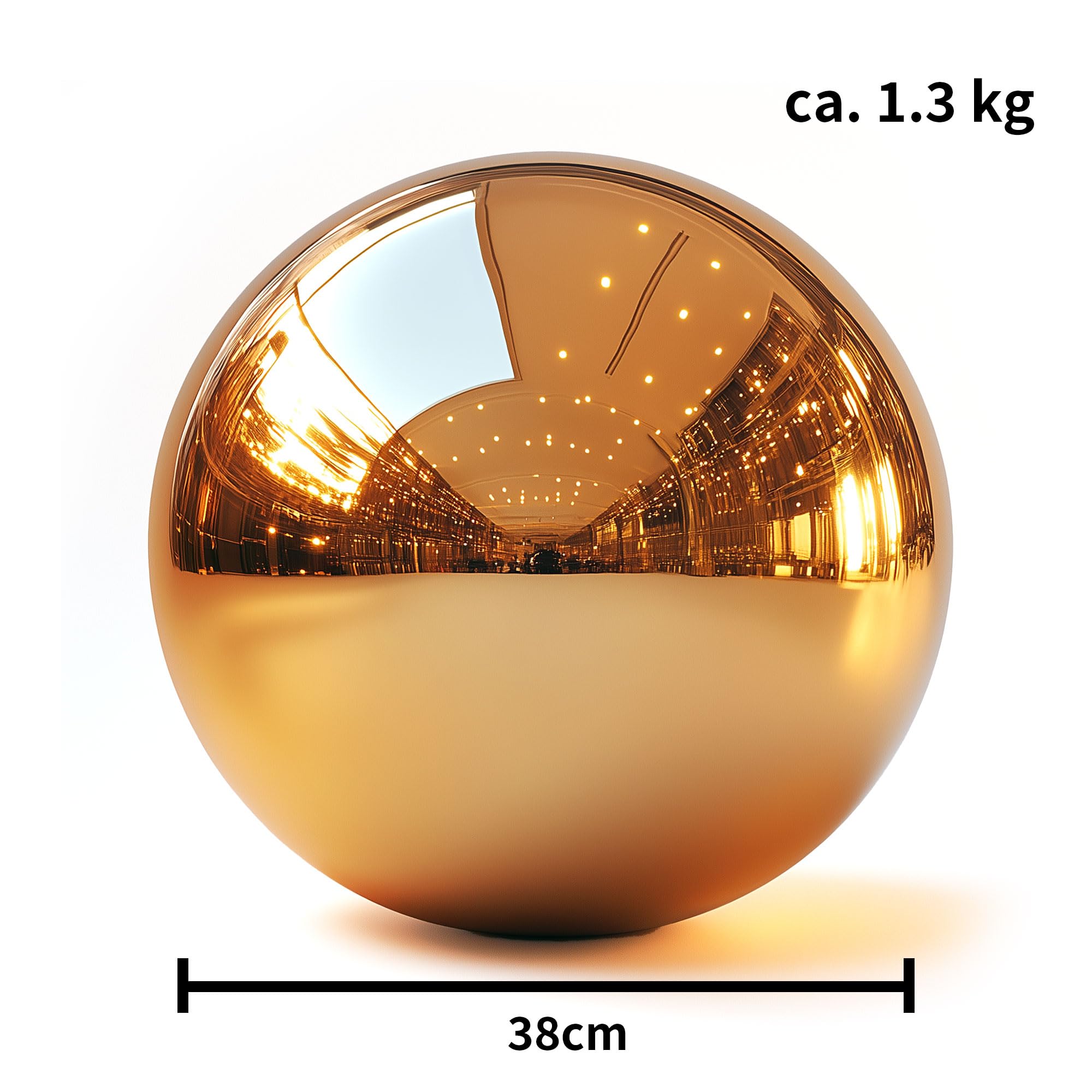 Köhko Bola decorativa dorada pulida de acero inoxidable de alta calidad para estanque, tamaño 38 cm