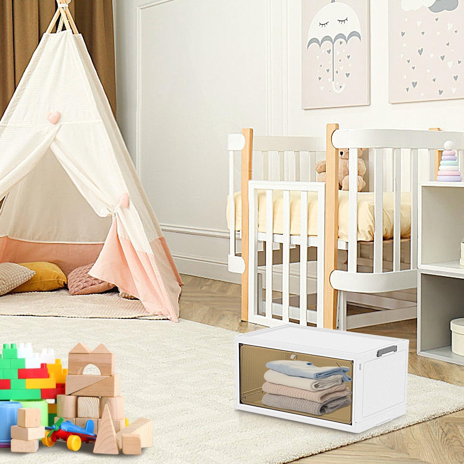 Faltbare Aufbewahrungsbox für Kleidung, transparent, faltbar, Kleider | Organizer: stapelbare Kleiderbox für Pullover, Jacken, platzsparender Aufbewahrungsbehälter für Hosen, rop