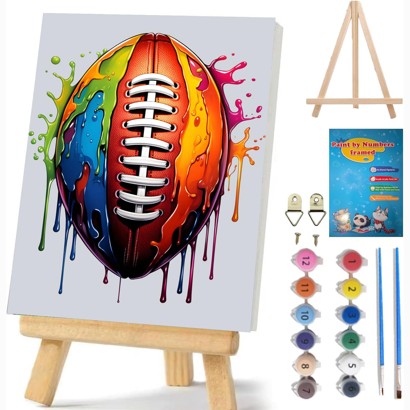 Football Paint by Numbers for Children With Frame,Easy Paint by Number