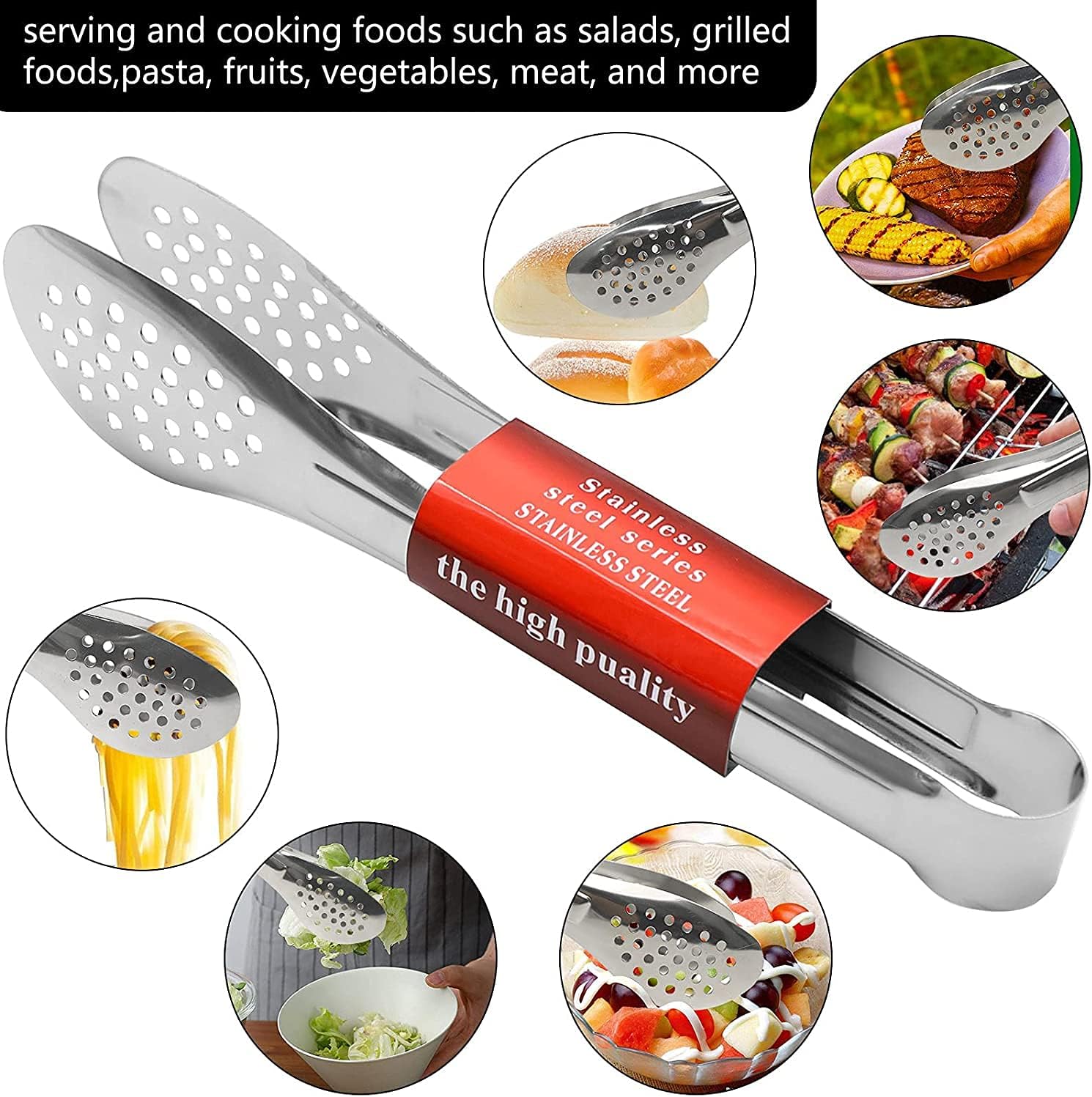 Polished Stainless Steel Buffet Serving Tongs Set